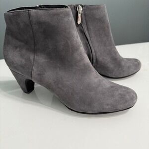 👢 Sam Edelman Gray Suede Ankle Booties –‎ Size 8